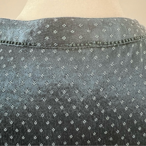 Coldwater Creek Dark Teal Blue Embroidered Beaded Button-Up Whimsy Blouse |PXL| - Picture 6 of 11